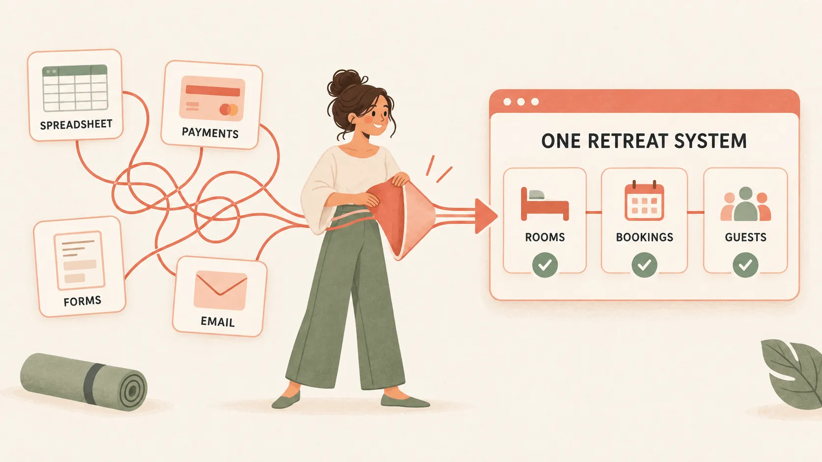 Retreat host replacing separate tools with retreat management software.