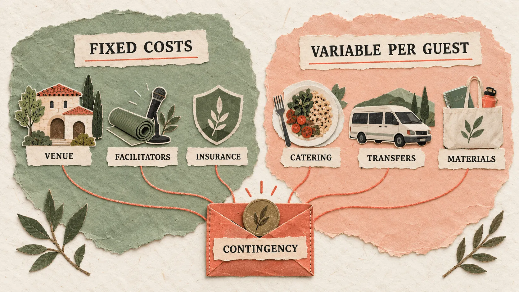 Retreat pricing cost inputs including venue, catering and facilitator costs